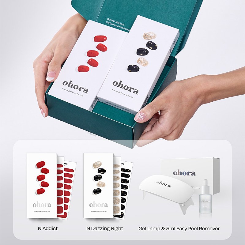 ohora Semi Cured Gel Nail Strips Christmas Set Limited Edition – gelinių nagų šventinis rinkinys 1