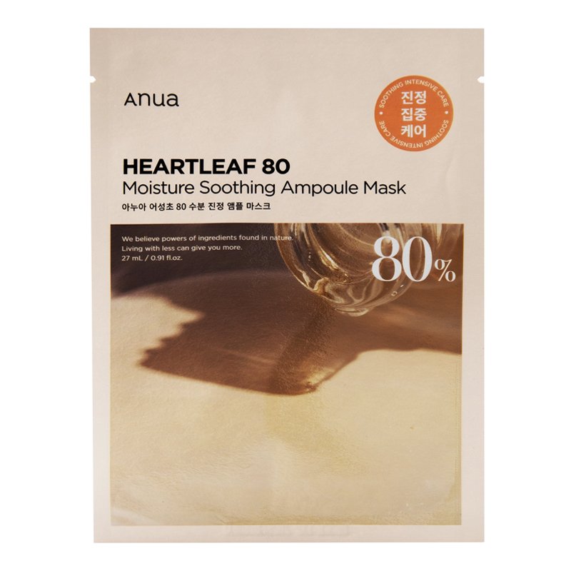 Anua Heartleaf 80% Moisture Soothing Ampoule Mask – raminamoji veido kaukė