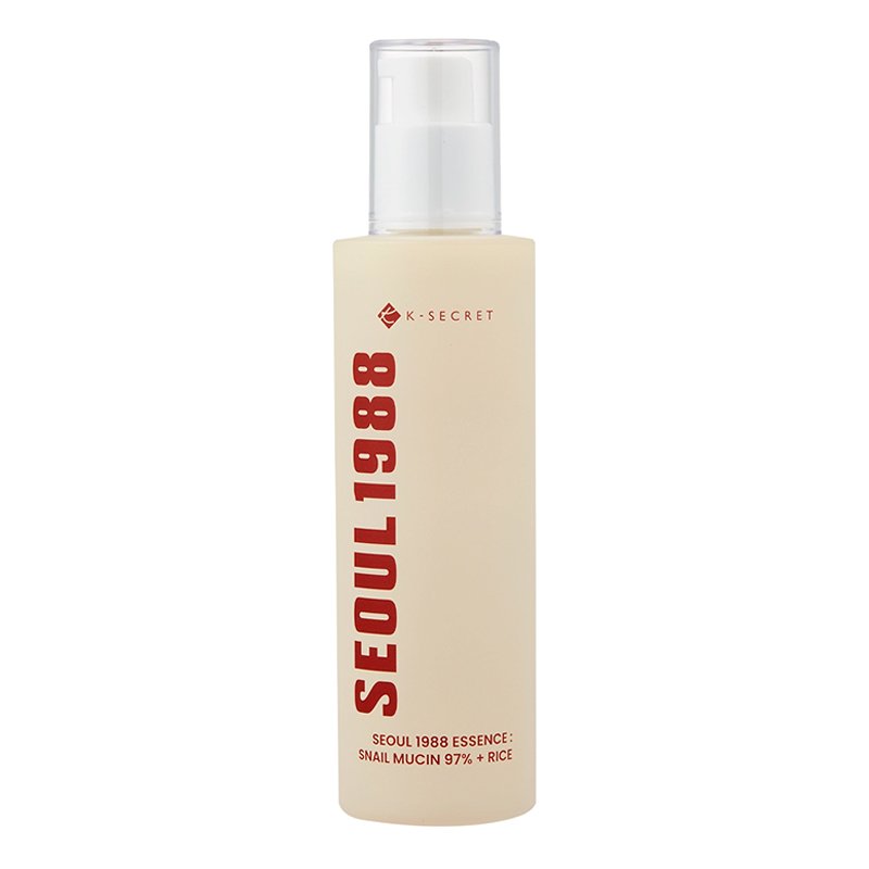 K-Secret Seoul 1988 Essence: Snail Mucin 97 % + Rice – veido esencija su mucinu