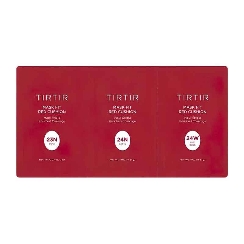 TIRTIR Mask Fit Red Red Cushion Foundation 3 Colors 23N; 24N; 24W – 3 spalvų mėginukų rinkinys