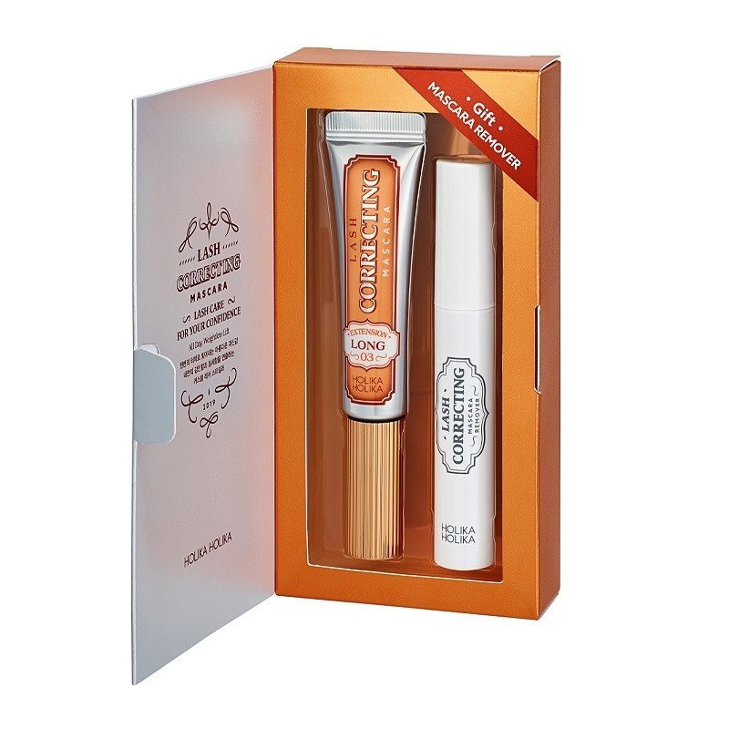 Holika Holika Lash Correcting Mascara Remover Set 03 Long Extension – ilginantis blakstienų tušas su tušo valikliu