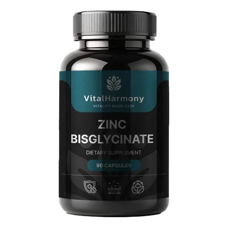 VitalHarmony Zinc Bisglycinate – cinko maisto papildas (90 kapsulių)