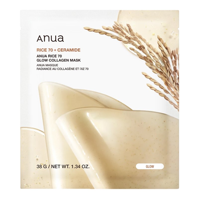Anua Rice 70 Glow Collagen Mask – švytėjimo suteikianti veido kaukė