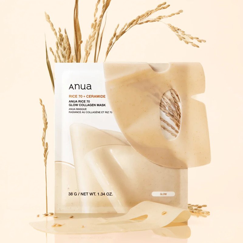 Anua Rice 70 Glow Collagen Mask – švytėjimo suteikianti veido kaukė 1