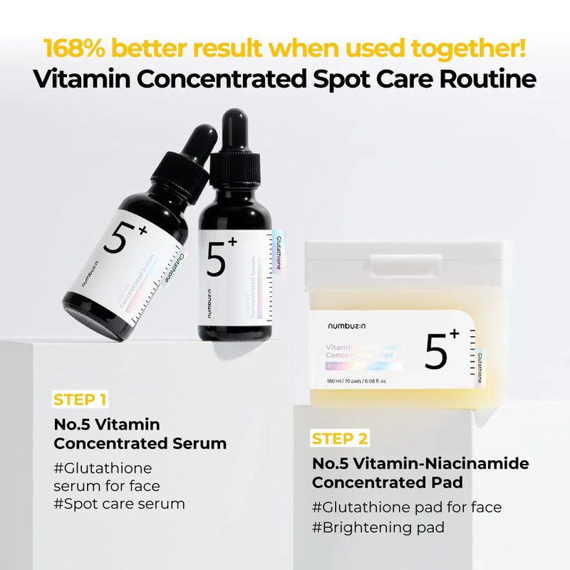 numbuzin No.5 Vitamin Niacinamide Concentrated Pads – šviesinamieji padeliai su niacinamidu 2