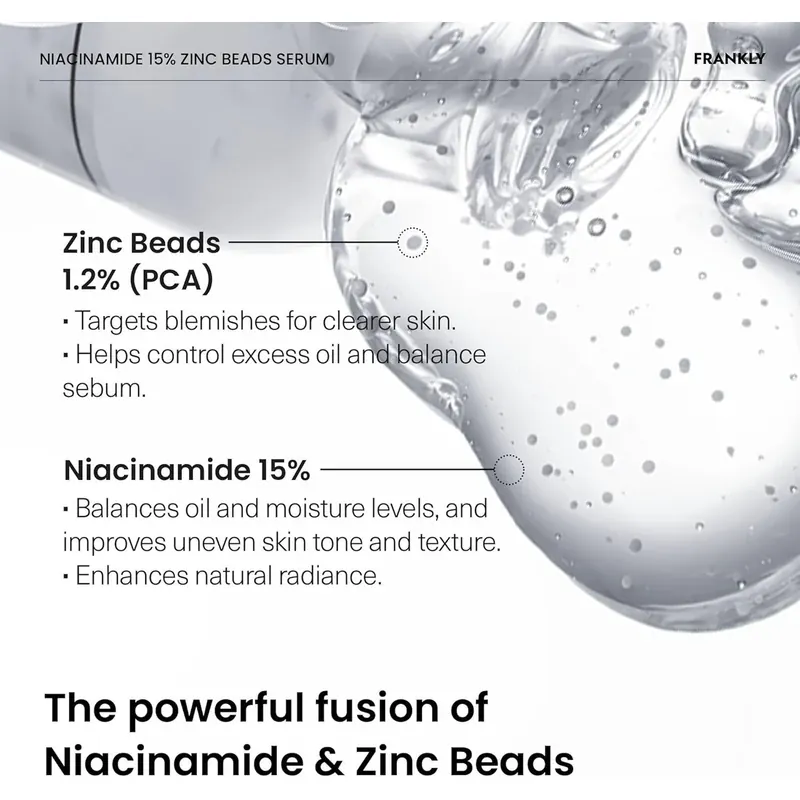 Frankly Niacinamide 15% Zinc Beads Serum – šviesinamasis serumas su niacinamidu 3