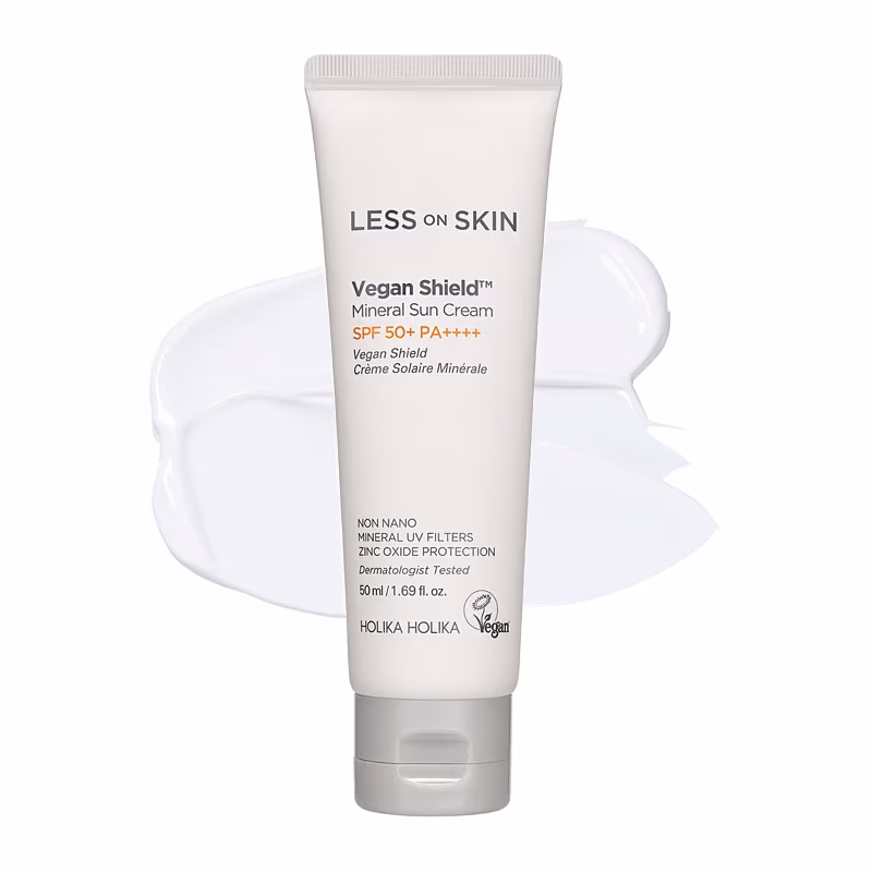 Holika Holika Less On Skin Vegan Shield Mineral Sun Cream SPF50+ – apsauginis kremas nuo saulės