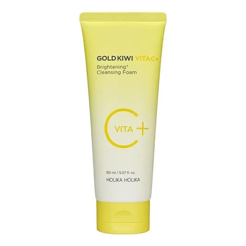Holika Holika Gold Kiwi Vita C+ Brightening Cleansing Foam – skaistinantis prausiklis su vitaminu C, 150 ml.