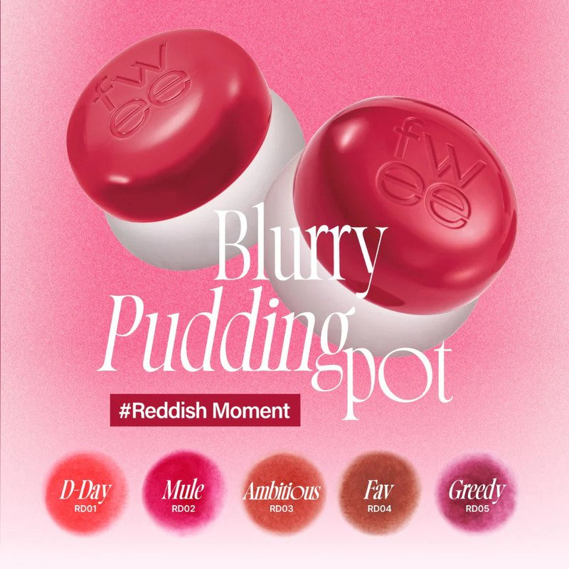 fwee Lip & Cheek Blurry Pudding Pot Reddish Moment RD03 Ambitiuos – lūpdažis ir skaistalai 1