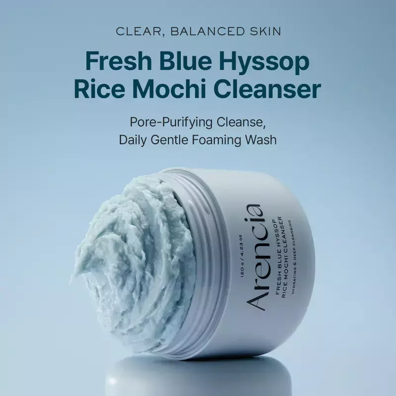 Arencia Fresh Blue Hyssop Rice Mochi Cleanser – veido prausiklis 1