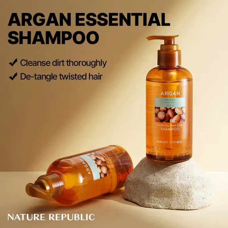 Nature Republic Argan Essential Moisture Repairing Shampoo – drėkinamasis šampūnas su argano aliejumi 1