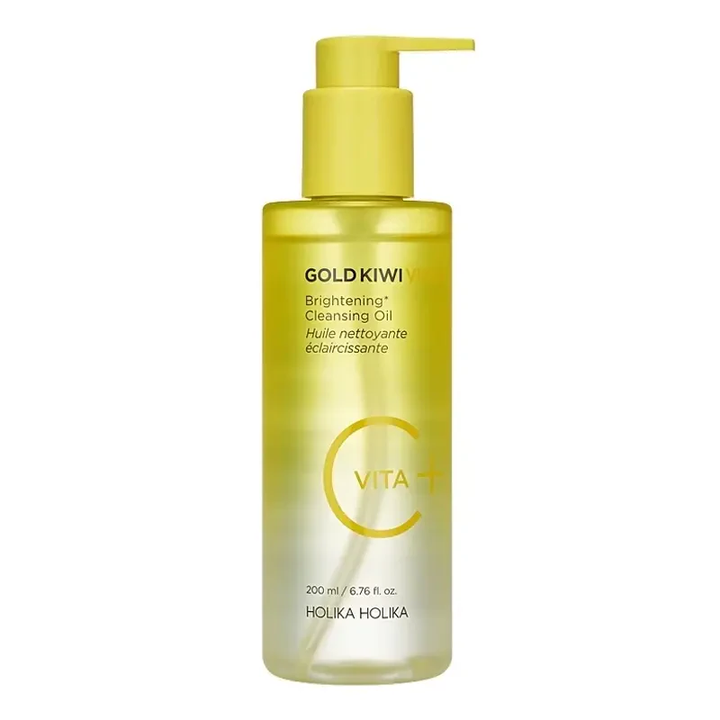 Holika Holika Gold Kiwi Vita C+ Brightening Cleansing Oil – skaistinantis valomasis aliejus su vitaminu C, 200 ml.