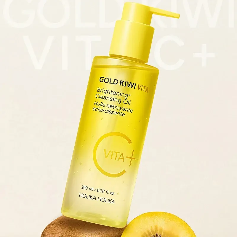 Holika Holika Gold Kiwi Vita C+ Brightening Cleansing Oil – skaistinantis valomasis aliejus su vitaminu C, 200 ml. 1