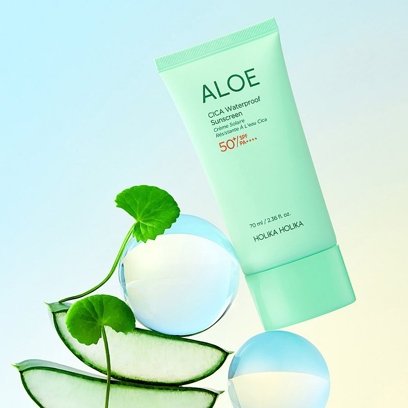 Holika Holika Aloe CICA Waterproof Sunscreen SPF50+/PA++++ – apsauginis kremas nuo saulės