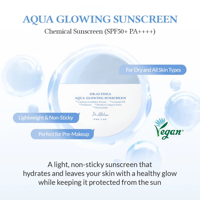 Dr. Althea Pro Lab Aqua Glowing Sunscreen SPF50+/PA++++ – drėkinantis apsauginis kremas nuo saulės 1