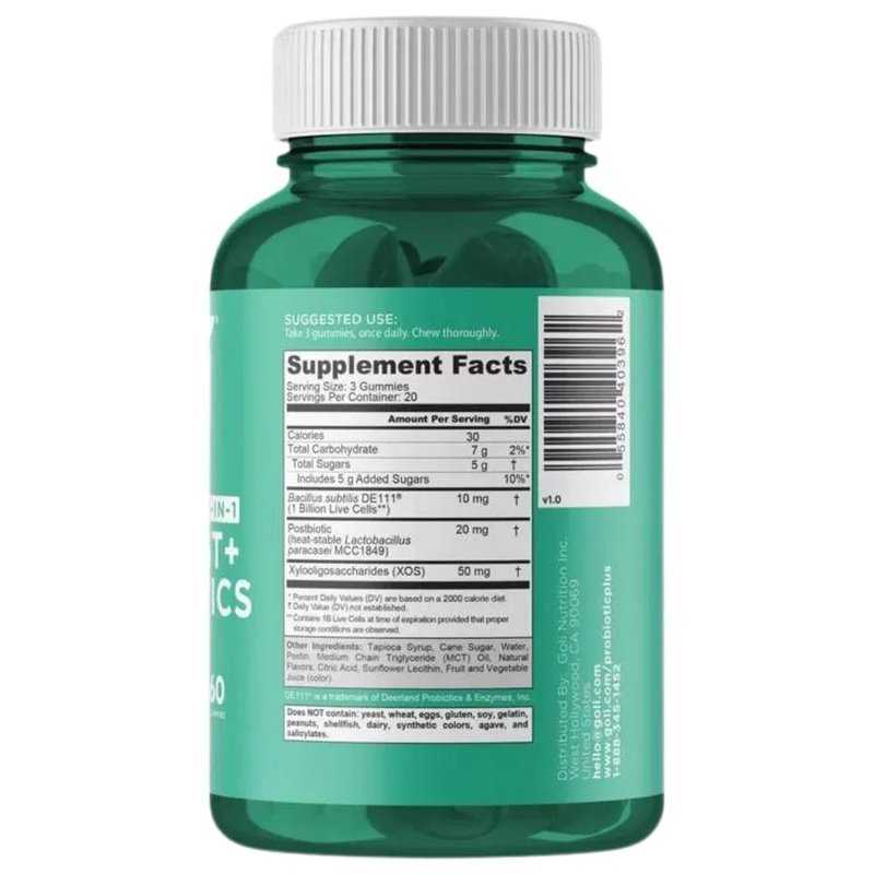 Goli Nutrition Pre+ Post+ Probiotics, 60 Gummies – probiotikų guminukai, 60 vnt. 1