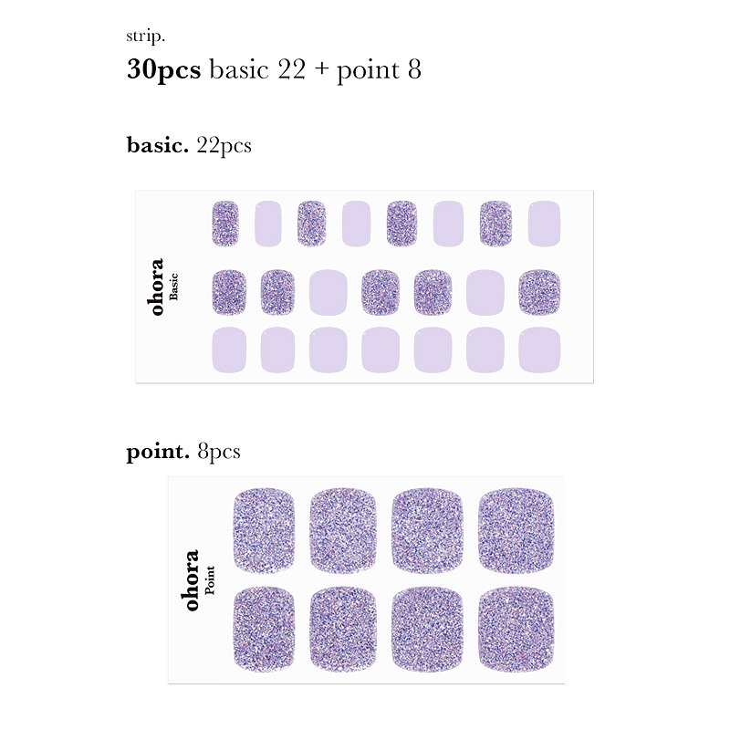 ohora Semi Cured Gel Pedicure Strips P Purple Dive– geliniai kojų nagų lipdukai