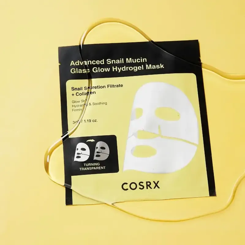 CosRX Advanced Snail Mucin Glass Glow Hydrogel Mask – hydrogelio veido kaukė su sraigių mucinu 3