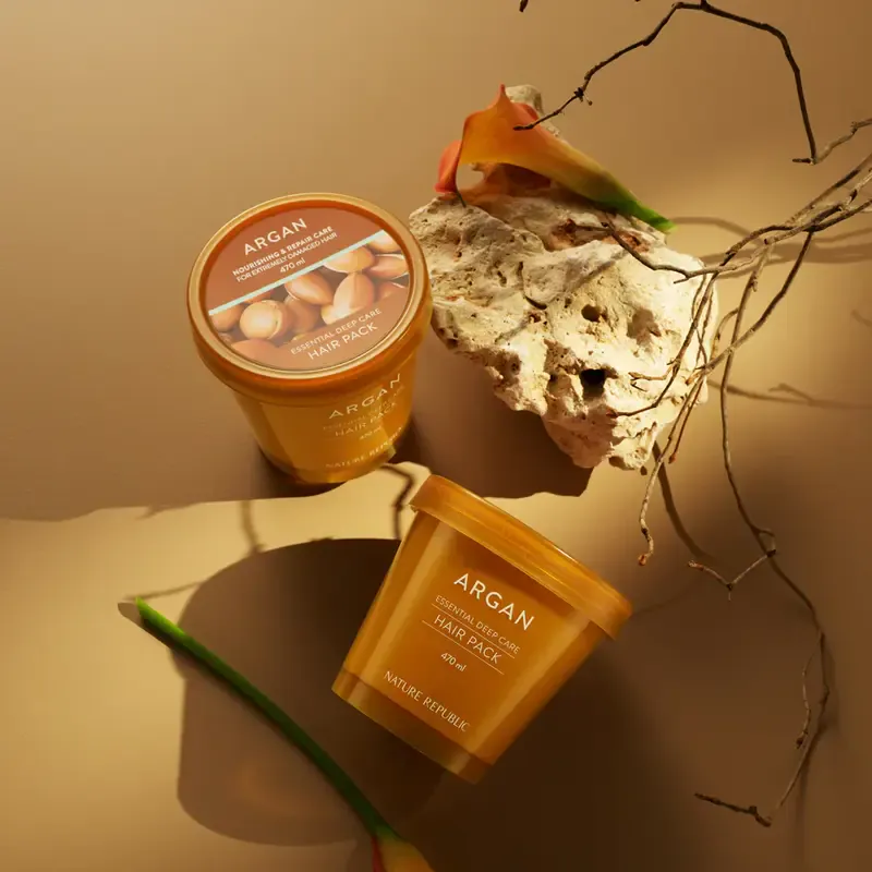Nature Republic Argan Essential Moisture Repairing Hair Pack – drėkinamoji plaukų kaukė su argano aliejumi 1