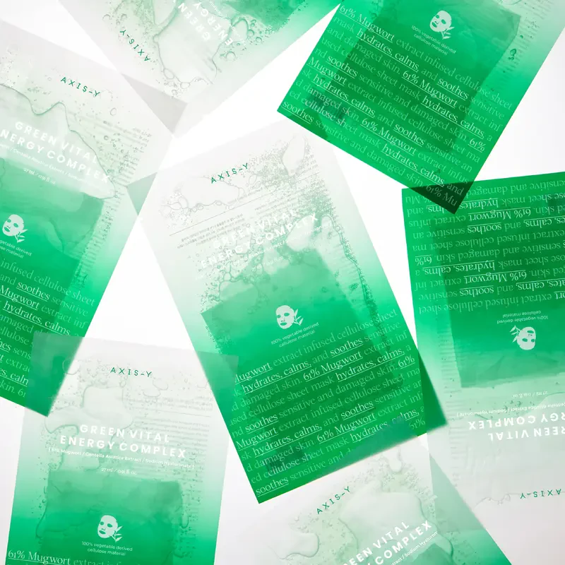 Axis-Y Mugwort Green Vital Energy Complex Sheet Mask – veido kaukės su centele ir pelynu 1
