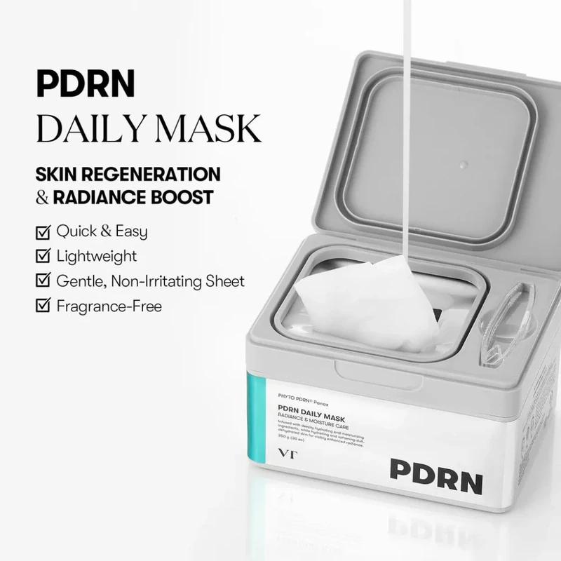 VT Cosmetics PDRN Daily Mask, 30 vnt. – veido kaukės odos švytėjimui ir drėkinimui 2