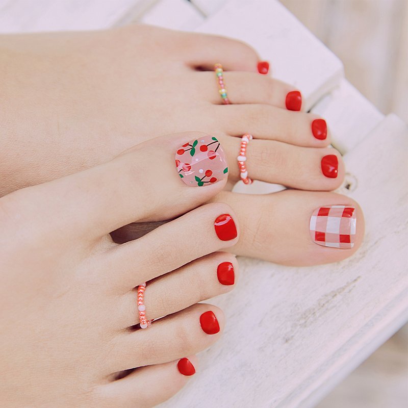 ohora Semi Cured Gel Pedicure Strips P Cherry Crush– geliniai kojų nagų lipdukai