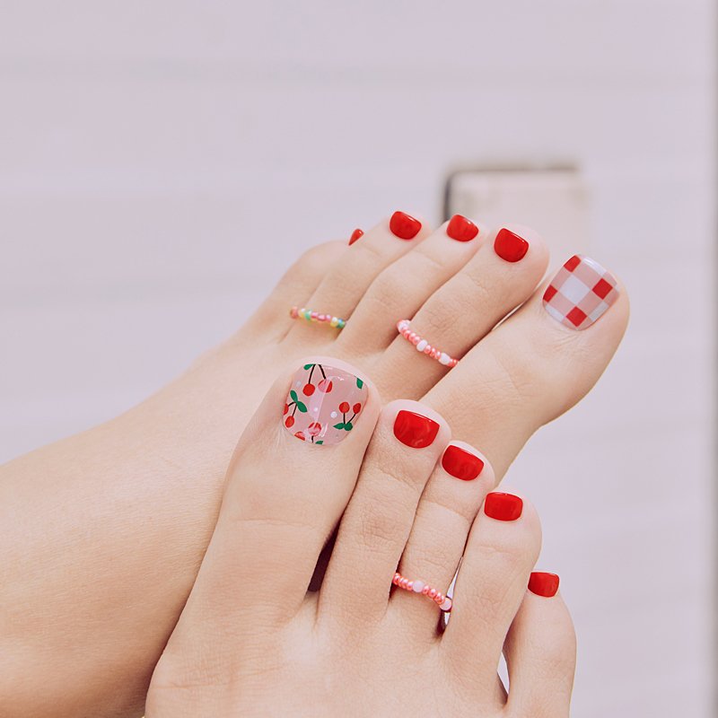 ohora Semi Cured Gel Pedicure Strips P Cherry Crush– geliniai kojų nagų lipdukai