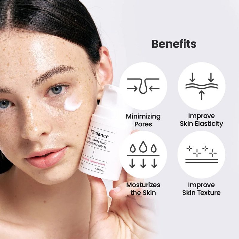 Biodance Pore Tightening Collagen Cream – poras mažinantis veido kremas