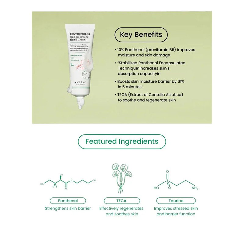 AXIS-Y Panthenol 10 Skin Smoothing Shield Cream – odos barjerą stiprinantis kremas