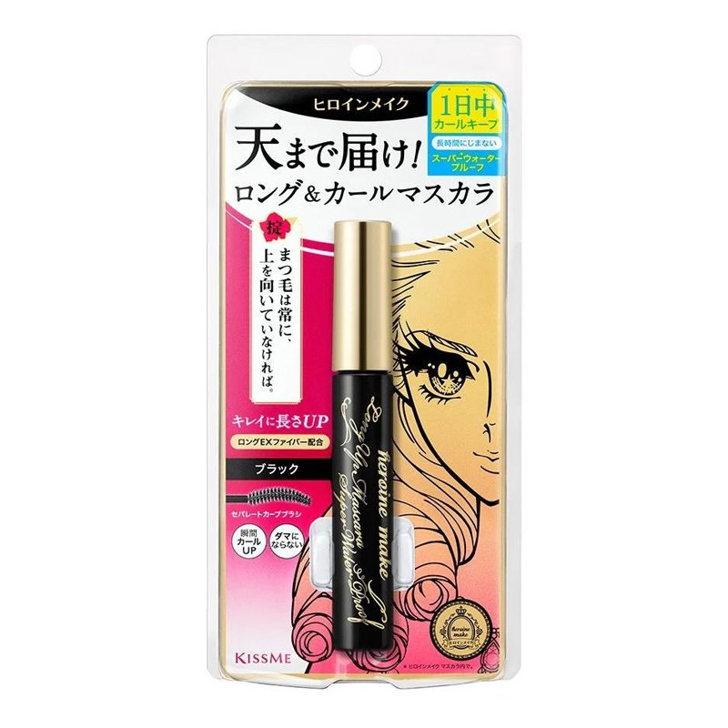 Isehan Kiss Me Heroine Make Long & Curl Mascara Super Waterproof Jet Black – blakstienų tušas