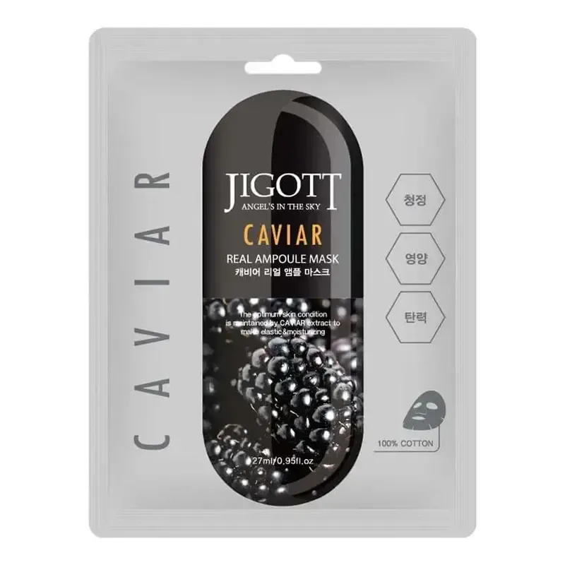 Jigott Caviar Real Ampoule Mask – veido kaukė su ikrais