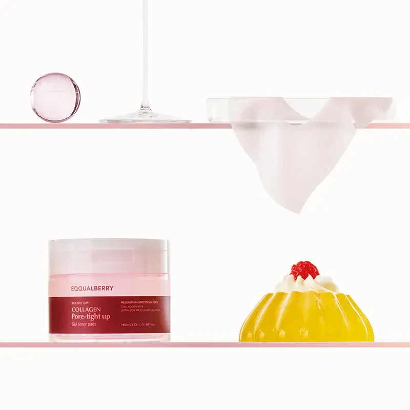 EQQUALBERRY Collagen Pore Tight Up Gel Toner Pad – poras sutraukiantys toniko padeliai 2