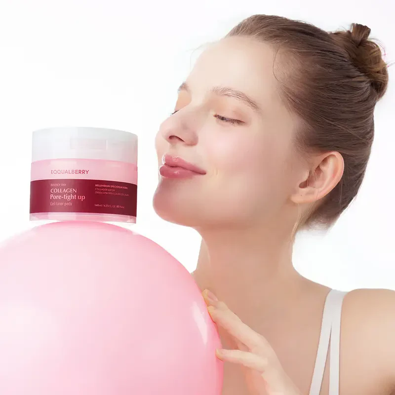 EQQUALBERRY Collagen Pore Tight Up Gel Toner Pad – poras sutraukiantys toniko padeliai 3
