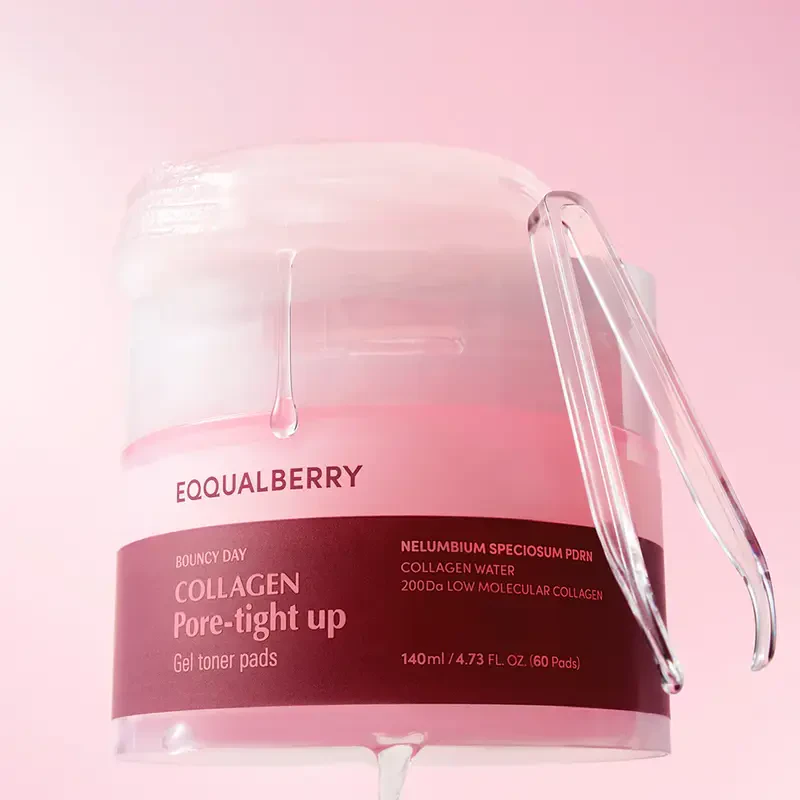 EQQUALBERRY Collagen Pore Tight Up Gel Toner Pad – poras sutraukiantys toniko padeliai 1