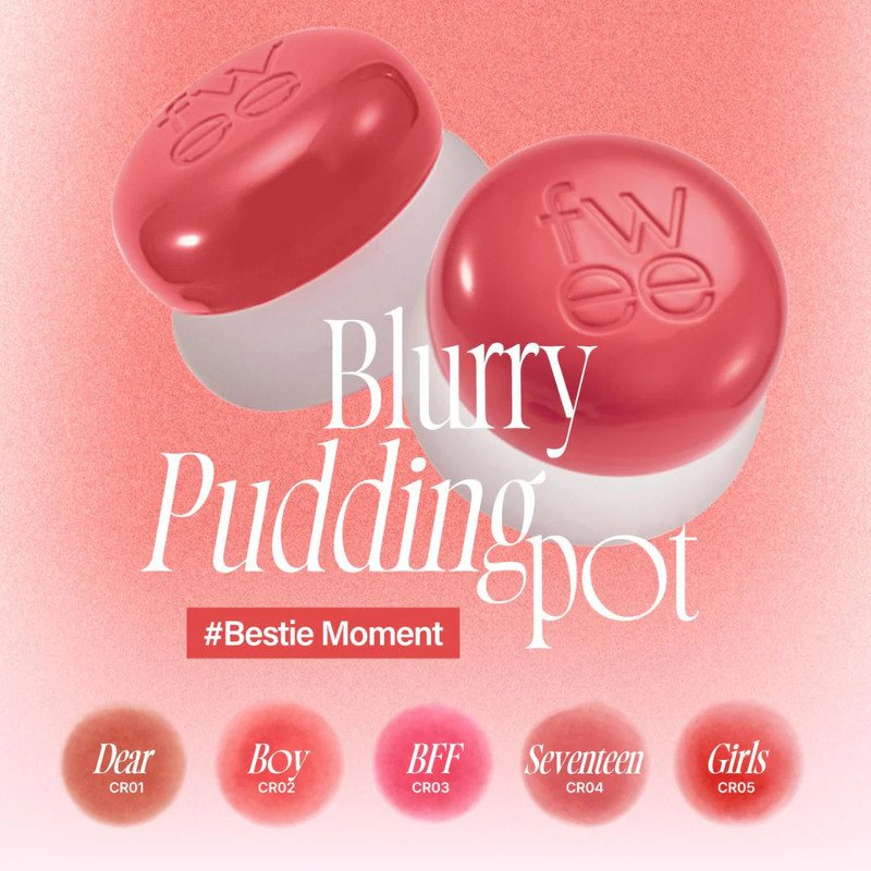 fwee Lip & Cheek Blurry Pudding Pot Bestie Moment CR04 Seventeen  – lūpdažis ir skaistalai