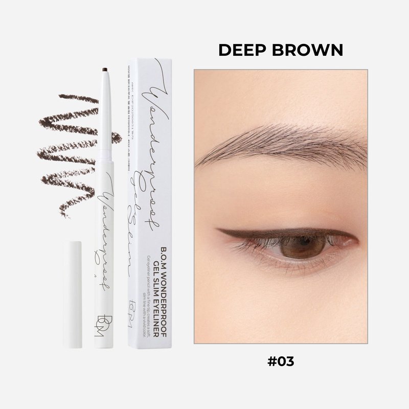 BOM Wonderproof Gel Slim Eyeliner #03 Deep Brown – gelinis akių pravedimas 2