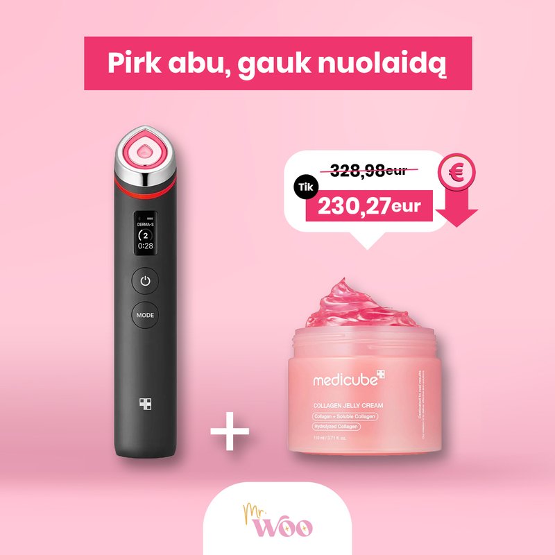 medicube AGE-R Booster Pro Black – Collagen Jelly Cream veido odos priežiūros aparatas + veido kremas