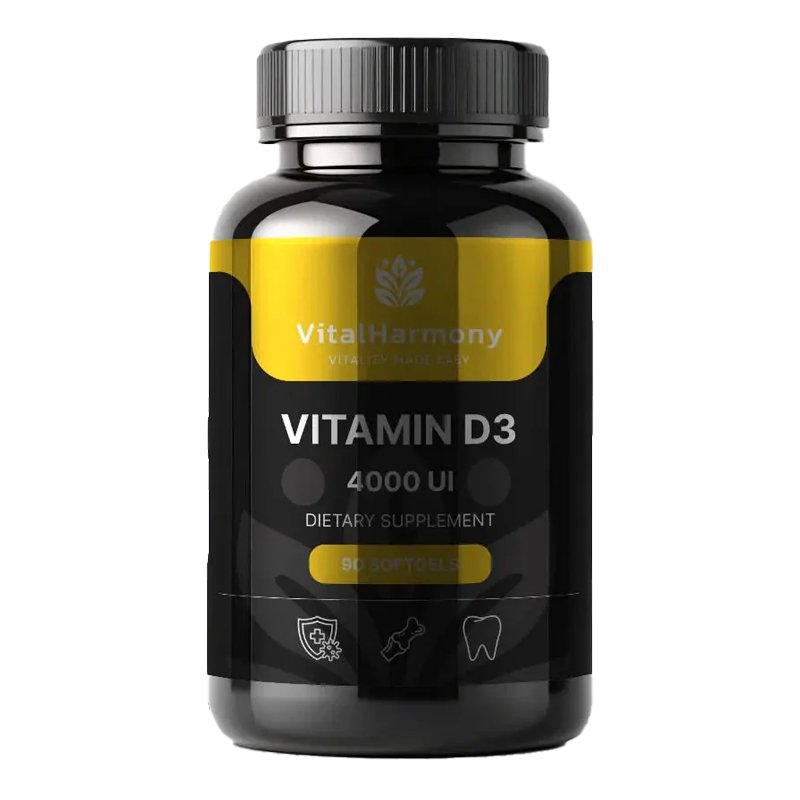 VitalHarmony Vitamin D3 4000IU – vitaminas D (90 minkštų kapsulių)