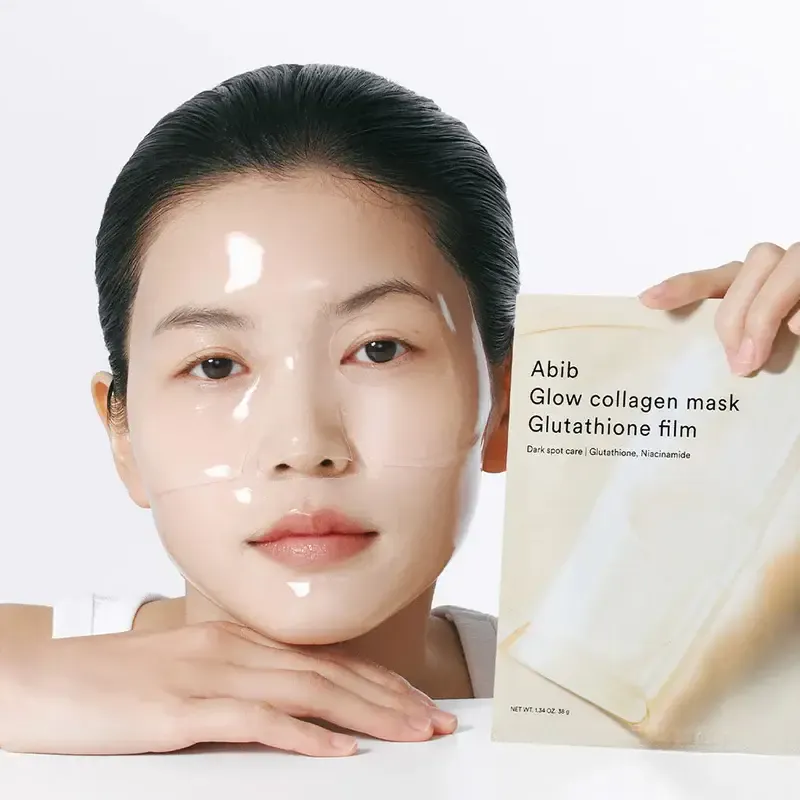 Abib Glow Collagen Mask Glutathione Film – šviesinamoji veido kaukė 2