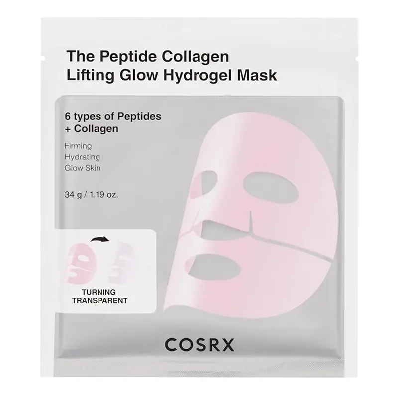 CosRX The Peptide Collagen Lifting Glow Hydrogel Mask – stangrinamoji hydrogelio kaukė su peptidais ir kolagenu