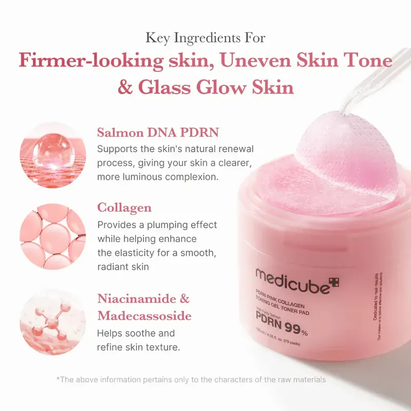medicube PDRN Pink Collagen Toning Gel Toner Pad – toniko padeliai su PDRN ir kolagenu 3