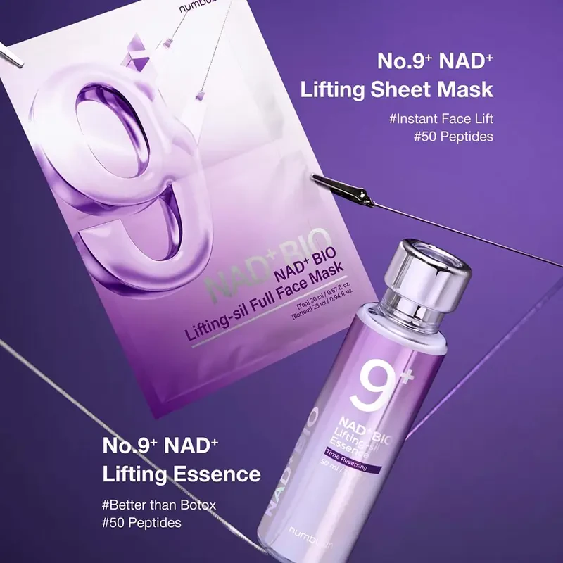 numbuzin No.9 NAD Bio Lifting-sil Essence + Full Face Mask – esencijos ir veido kaukės rinkinys 1
