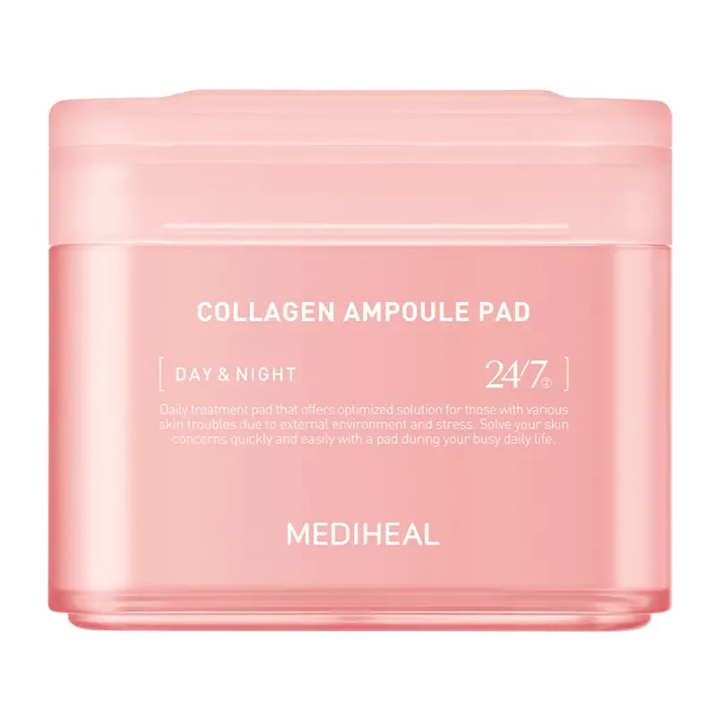 MEDIHEAL Collagen Ampoule Pad – stangrinamieji tonerio padeliai su kolagenu