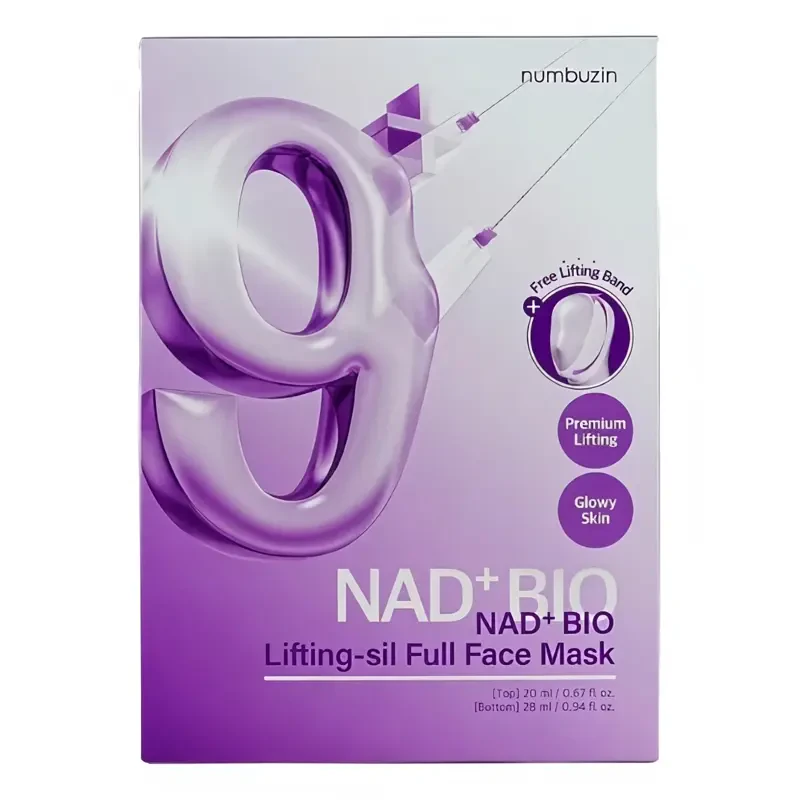 numbuzin No.9 NAD Bio Lifting-sil Full Face Mask + Lifting Band – veido kaukių rinkinys + pakeliamasis tvarstis