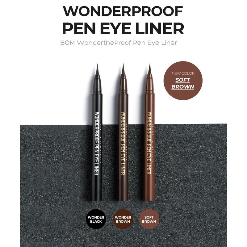 BOM Wonderproof Pen Eye Liner #01 Wonder Black – akių pravedimas