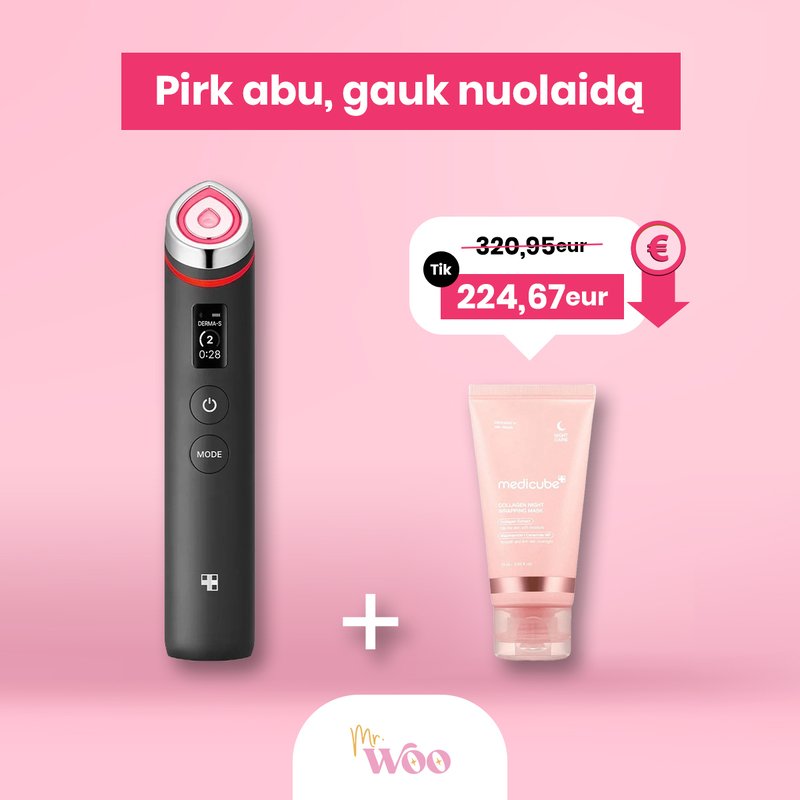 medicube AGE-R Booster Pro Black – Collagen Jelly Cream veido odos priežiūros aparatas + veido kaukė