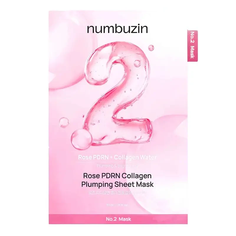 numbuzin No.2 Rose PDRN Collagen Plumping Sheet Mask – putlinanti veido kaukė su PDRN ir kolagenu