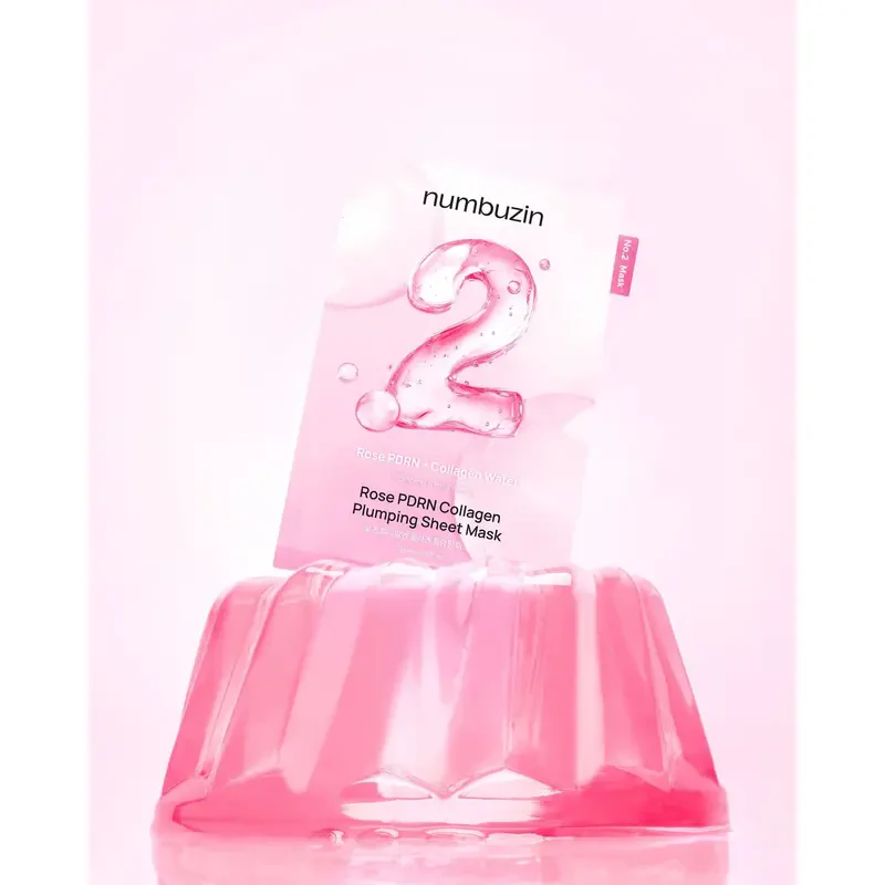 numbuzin No.2 Rose PDRN Collagen Plumping Sheet Mask – putlinanti veido kaukė su PDRN ir kolagenu 1