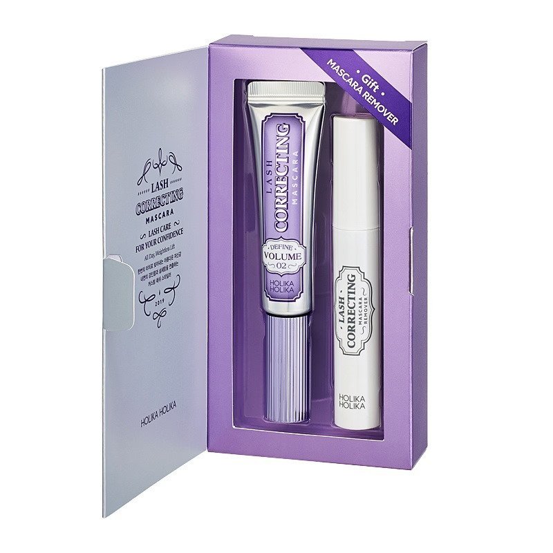Holika Holika Lash Correcting Mascara Remover Set 02 Define Volume – storinantis blakstienų tušas su tušo valikliu