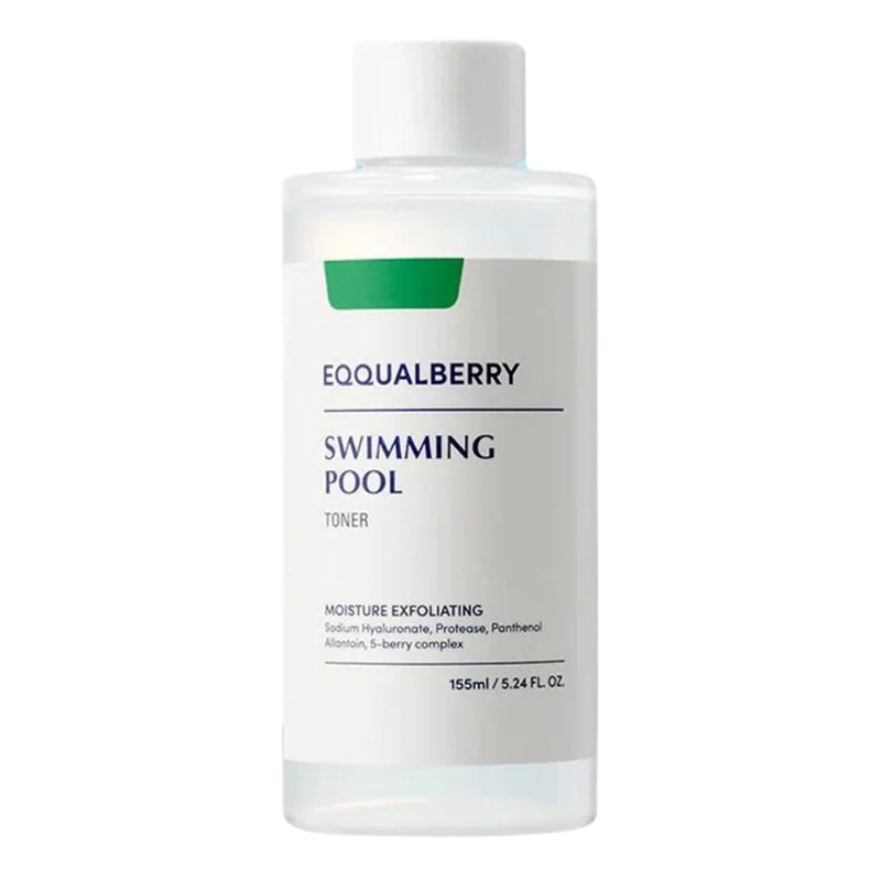 EQQUALBERRY Swimming Pool Daily Facial Toner – drėkinamasis ir šveičiamasis tonikas, 155 ml.